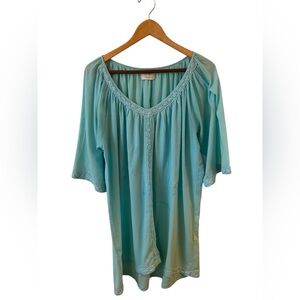 9 Seed 100% Cotton Luxury Resort Wear Blue Tunic Blouse One Size